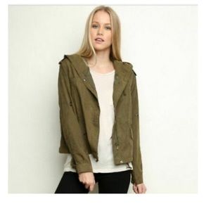 Brandy army green hooded Hailey utility jacket